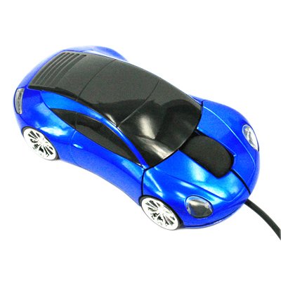 HDE Blue Sports Car Mouse USB Optical w/ Scroll Wheel