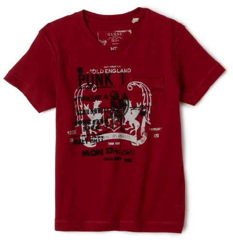 Guess Boys 2-7 Short Sleeve V-Neck Pocket Tee - Red - S(4T 4)