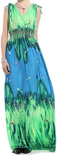 Kokoda Womens Print V-Neck Versatile Empire Waist Maxi Casual Dress 4xl Blue