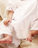 Infant white batiste hand embroidered short sleves baby dress. Rachel.
