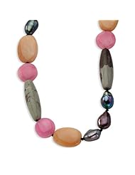 Sterling Silver 30in Aventurine/PinkJade/Freshwater Cult. Pearl/Jasper Necklace