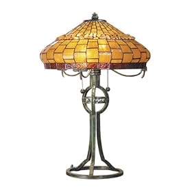 Dale Tiffany TT101012 Grundy Table Lamp, Antique Bronze and Art Glass Shade