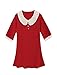 Allegra K Women Layered Tiered Crochet Doll Collar 3/4 Sleeve Shift Dress M Red