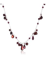 Sterling Silver Garnet Necklace, 17"