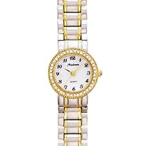 Medana Women's Prestige Two Tone Bracelet Watch with Stone Bezel