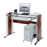 Techni Mobili Tempered Glass & MDF Computer Desk, Mahogany, 40-Inch W by 22-inch D by 32-Inch H