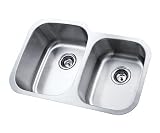 Elements of Design EU32219DBN BAYSHORE Stainless Steel Undermount Double Bowl Kitchen Sink, One-Piec