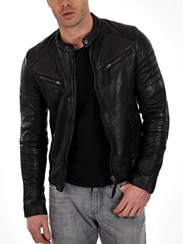 Lamb Leather Men's Lambskin Leather Motorcycle Biker jacket - 2X Large