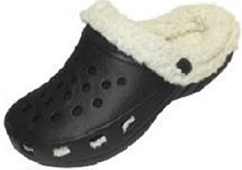 Shoes 18 Mens / Ladies Indoor Outdoor Clogs W/detachable Sherpa Cuff Lining 5 Colors (10 Men / 12 Women, Black 7000)