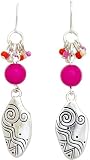 Silver Fuschia Swirl Drop Dangle Earrings Fashion Jewelry