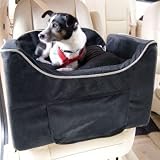 Snoozer Small Luxury Lookout II Pet Car Seat - Black Herringbone Microsuede