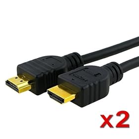 eForCity 2 Set 1.5Ft Ultra High Speed Hdmi Cable, V1.3, 1.580P, Black