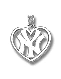 MLB New York Yankees Sterling Silver NY Heart Pendant