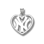 MLB New York Yankees Sterling Silver NY Heart Pendant