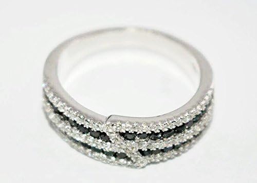 925 Silver Sterling Fancy Ring with Top Quality Black/white Cubic Zirconia Finger Size ''7''