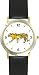 Tiger Cat - WATCHBUDDY&reg; DELUXE TWO-TONE THEME WATCH - Arabic Numbers - Black Leather Strap-Women's Size-Small