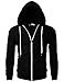 Ohoo Mens Slim Fit Lightweight Zip Up Hoodie with Pockets Long Sleeve Full-Zip Hooded Sweatshirt/DCF002-BLACK-2XL