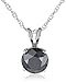 Amazon Collection 14k Gold Black Diamond Solitaire Pendant Necklace (1 cttw)