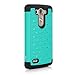 LG G3 Vigor Case, SGM (TM) Hybrid Gel Rhinestone Bling Armor Defender Case For LG G3 Vigor [SGM(TM) LOGO] (Turquoise + Black)