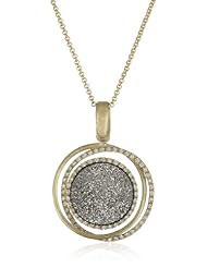 Marcia Moran "Illume" 18k Gold-Plated Titanium and Cubic Zirconia Large Round Pendant Necklace