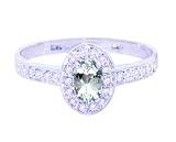 14K Yellow or White Gold Petite Oval Gemstone and Diamond Engagement Ring-Aquamarine-full, half sizes from 5-8.5