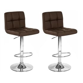 Chic Modern Adjustable Leather Bar Stools - Brown - Set of 2 by South Mission