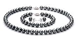Black 7-8mm AA Freshwater Pearl Set 18 inch Princess Length