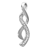 Sterling Silver White Round Diamond Ladies Infinity Pendant 1/10 CT (0.10 ct, G-H Color, I1-I2 Clarity) FREE CHAIN