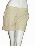REYES Ivory Pleated Cuffed Shorts