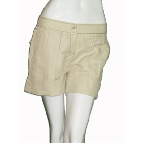 REYES Ivory Pleated Cuffed Shorts