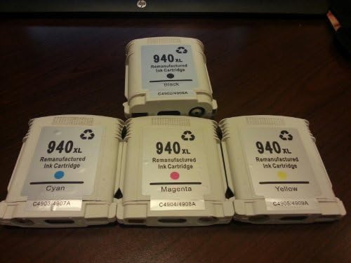 Discountinkllc © Remanufactured 4 Packs Combo Set 940xl Black & Color Ink Cartridge for Hp 940 Xl with Chip for officejet Pro 8000, 8000 Wireless, 8500, 8500 Premier, 8500 Wireless