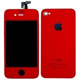 Red iPhone 4S Front Glass Digitizer +LCD +Back Cover Assembly +Home Button +OEM Proximity Sensor Conversion Kit