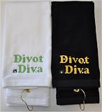 Golf Towel with Crystals - Divot Diva (Black)