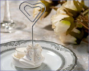 Place Card/Candle Holder With T-Light Wedding Bells & Clear Stones - Wedding Party Favors