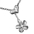 925 Silver Rhodium Heart Clip Plumeria Anklet Hawaiian Jewelry
