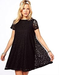 Chiffon/Wool Short Sleeves Stretchy Lace  Dress