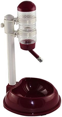 Arelang Heart Shape Pet Drinking Fountain with Food Bowl and Water Bottle 500ML/17oz Dark Red (Red wind)