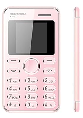 Kechaoda K116 1.44 inch QQVGA Display Slim Card Size GSM Single SIM Keypad Mobile (Corel Pink) (Only Mobile Phone &amp; Charging Cable in Box, NO CHARGER OR EARPHONE)