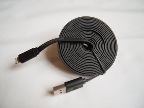 YourTech Black Apple lighting cable 8 pin for iPhone 5S, 5C and 5, iPad, iPod 200cm /2 meter long (6.5 feet) flat tangle free high quality charging and data sync cable