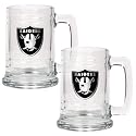 NIB Oakland Raiders NFL 2pc 15oz Glass Tankard Set