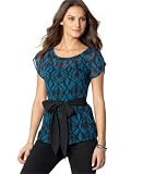 DKNY Jeans Printed Short-Sleeved Chiffon Top with Sash
