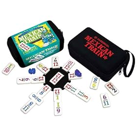 Mexican Train Dominoes to Go - Fun Sized Travel Set by Puremco