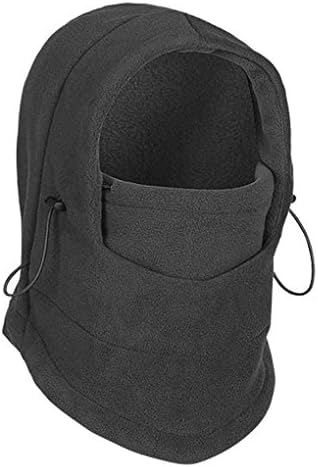 Dealtribe 6 IN 1 Winter Thermal Outdoor Fleece Neck Gaiter Balaclava Motorcycle Ski Full Face Windproof Mask Hood Hat Cap Gray