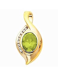 18K Yellow Gold Oval Cut Peridot Pendant -- LIFETIME WARRANTY