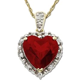 10k Yellow Gold 10mm Heart Shaped Created Ruby and Framed Diamond Accent... by Amazon.com Collection