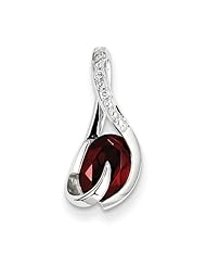 14k Whtie Gold Garnet & Diamond Pendant