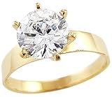 Solid 14k Yellow Gold Round Solitaire CZ Cubic Zirconia Engagement Ring Band 1.5 ct