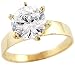 Solid 14k Yellow Gold Round Solitaire CZ Cubic Zirconia Engagement Ring Band 1.5 ct