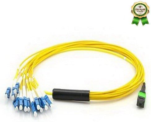 Asterwall - 1 Pack X 9/125 OS2 Singlemode Plenum MTP/MPO to LC Breakout Fiber Patch Cable - 12 Fiber - 50 Meter - Premium Quality