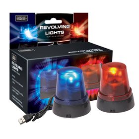 Flashing & Spinning USB Police Lights for PCs - Set of 2 (Blue & Red)